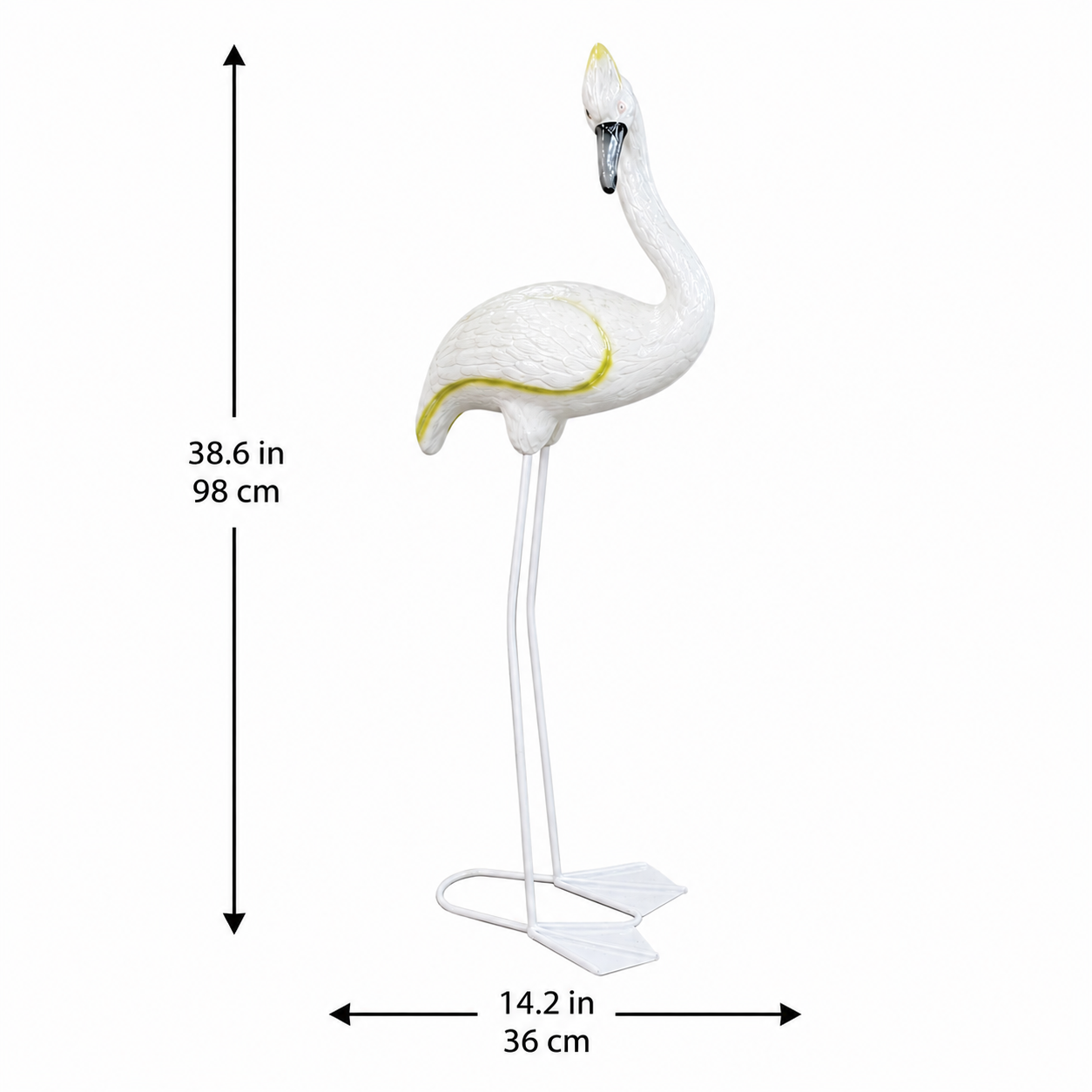 White Standing Flamingo Garden Statue