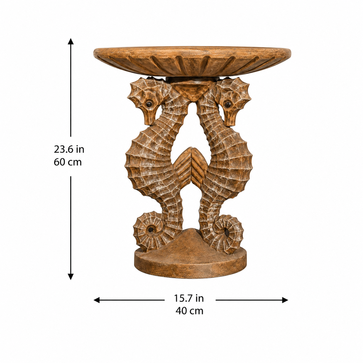 Seahorse Cast Stone Garden Birdbath