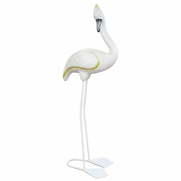 White Standing Flamingo Garden Statue