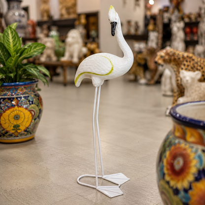 White Standing Flamingo Garden Statue