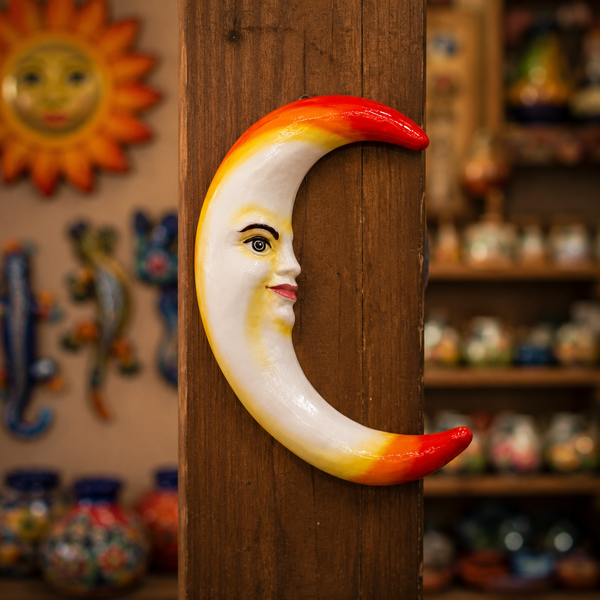 Crescent Moon Face Ceramic Wall Hanging Decor