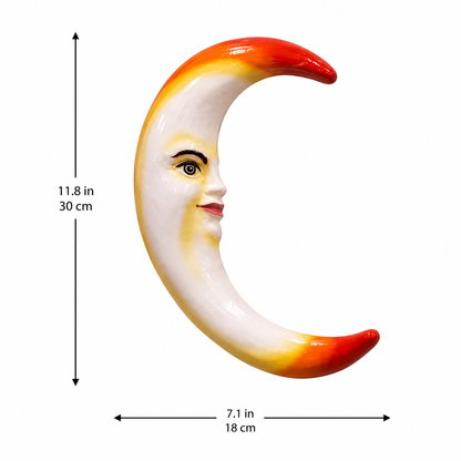 Crescent Moon Face Ceramic Wall Hanging Decor