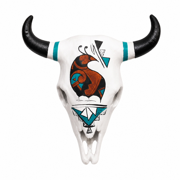 Hand Painted Southwestern Steer Skull Wall Hanging Decor
