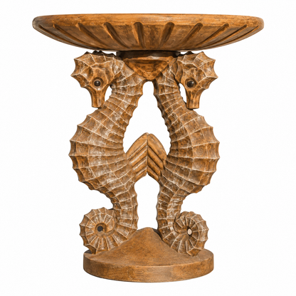 Seahorse Cast Stone Garden Birdbath
