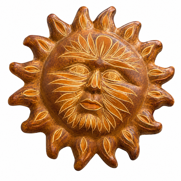 Terracotta Sun Face Ceramic Wall Hanging Decor